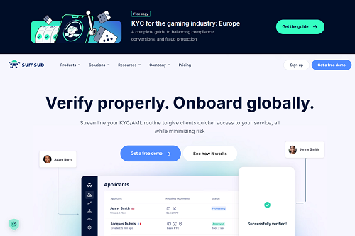 Sumsub公式HPキャプチャ